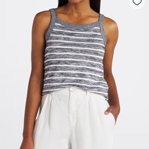 Market & Spruce Gray and White Striped Knit Tank